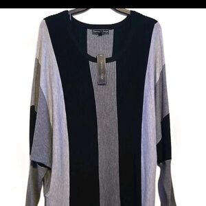 Striped Black and Gray Women's Sweatshirt